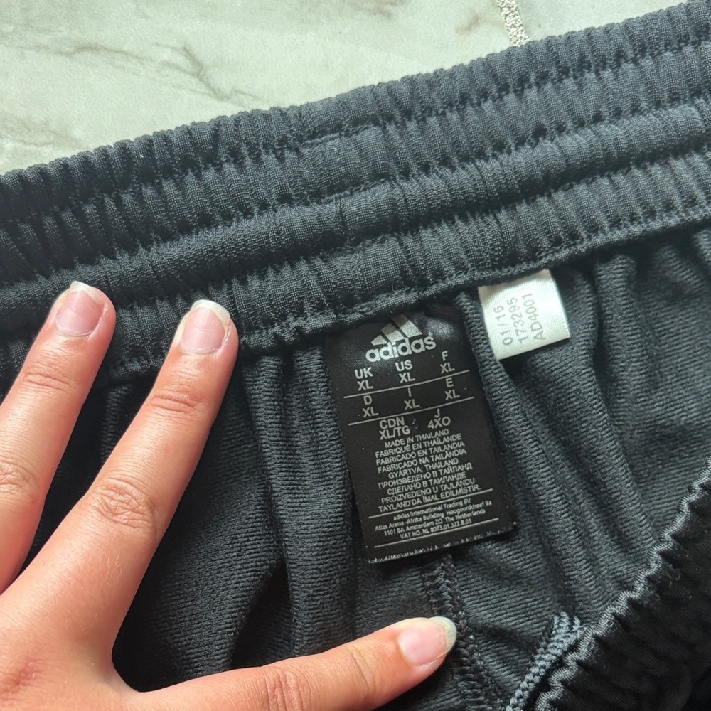 Adidas Black Joggers with White Stripes - Picture 2 of 3